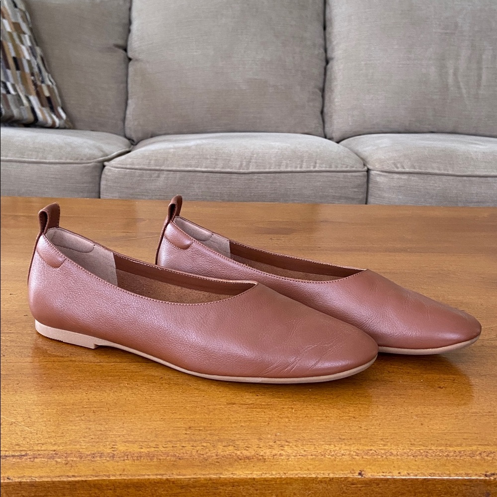 Quince Italian Leather Glove Ballet Flat Shoe, Cognac (Brown), 8 - Picture 3 of 13